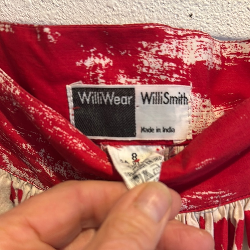Willi Smith Red and Blue A-Line Skirt - Picture 2 of 3